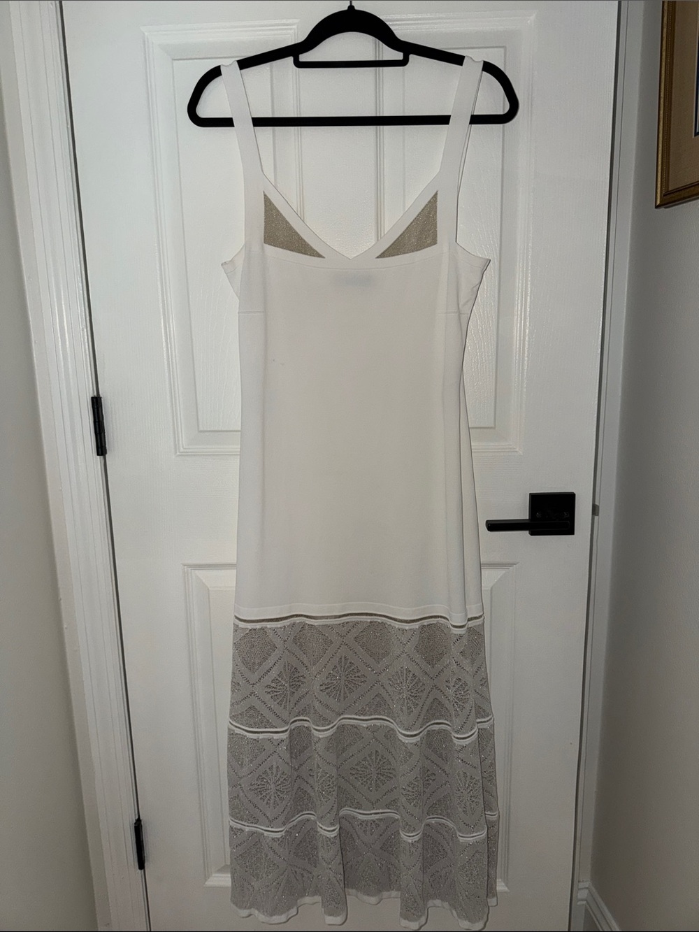 White Maxi Slip Dress with Lace Paneling